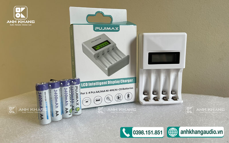 Bộ máy sạc + 4 Pin Sạc AA Pujimax